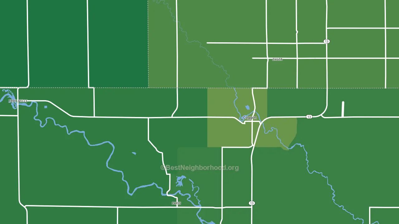 52218, IA block-group voter-turnout map