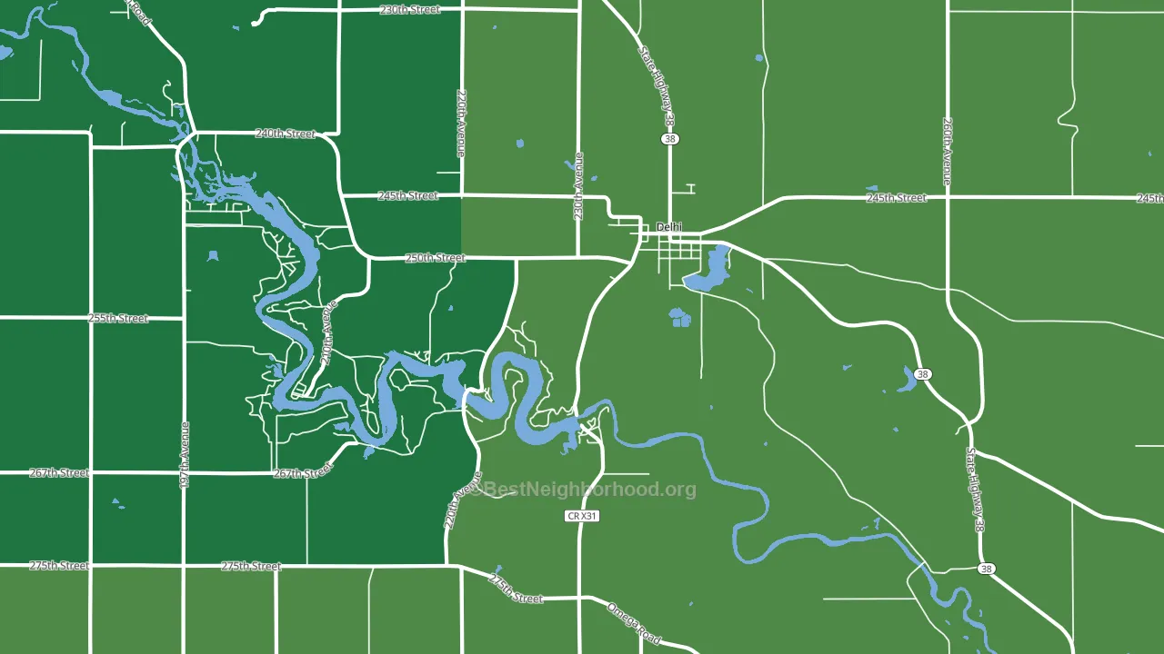 52223, IA block-group voter-turnout map