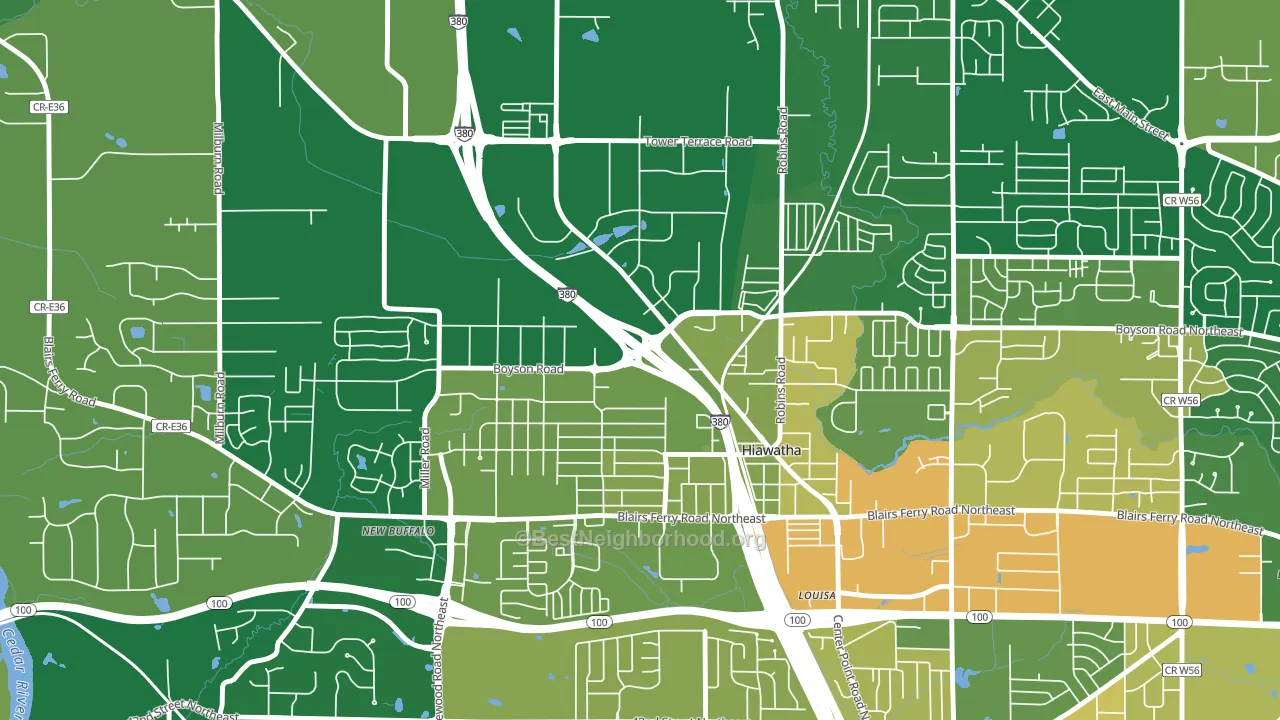 52233, IA block-group voter-turnout map
