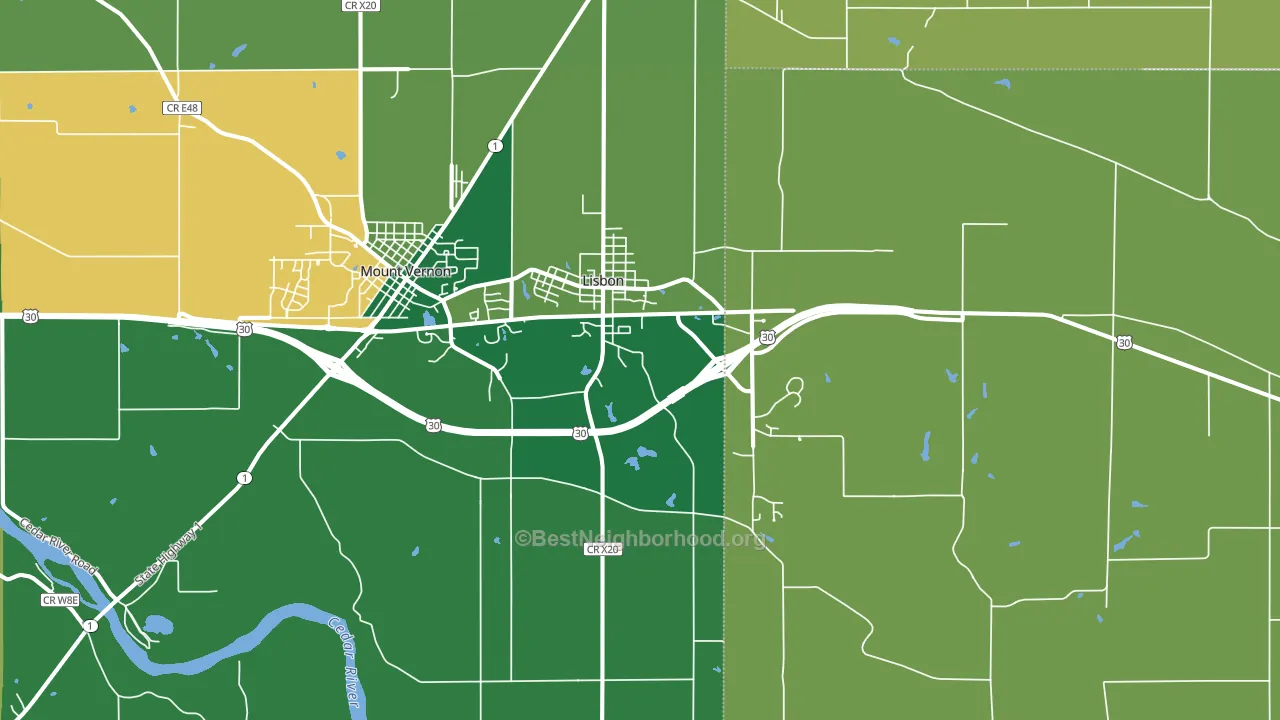 52253, IA block-group voter-turnout map