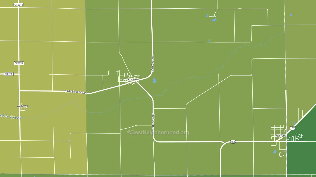 52318, IA block-group voter-turnout map