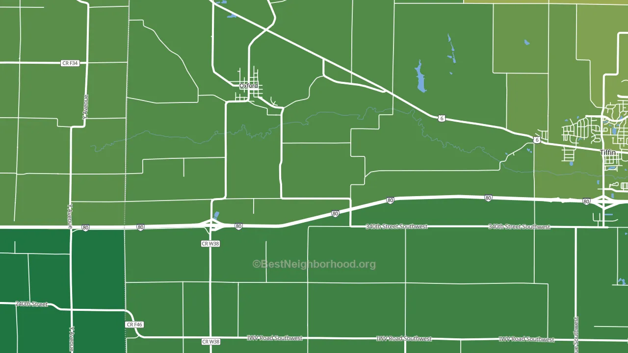 52322, IA block-group voter-turnout map