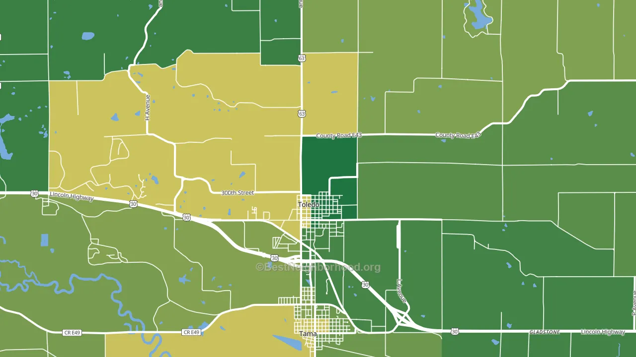 52342, IA block-group voter-turnout map