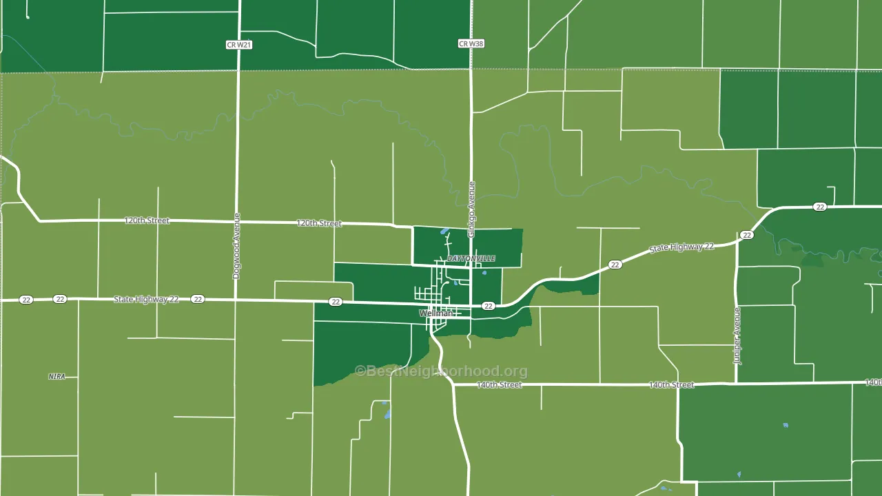 52356, IA block-group voter-turnout map
