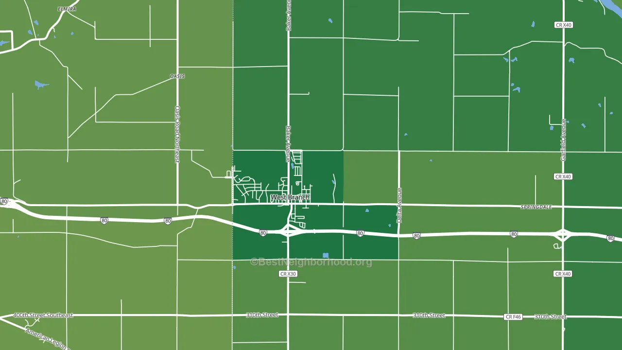 52358, IA block-group voter-turnout map