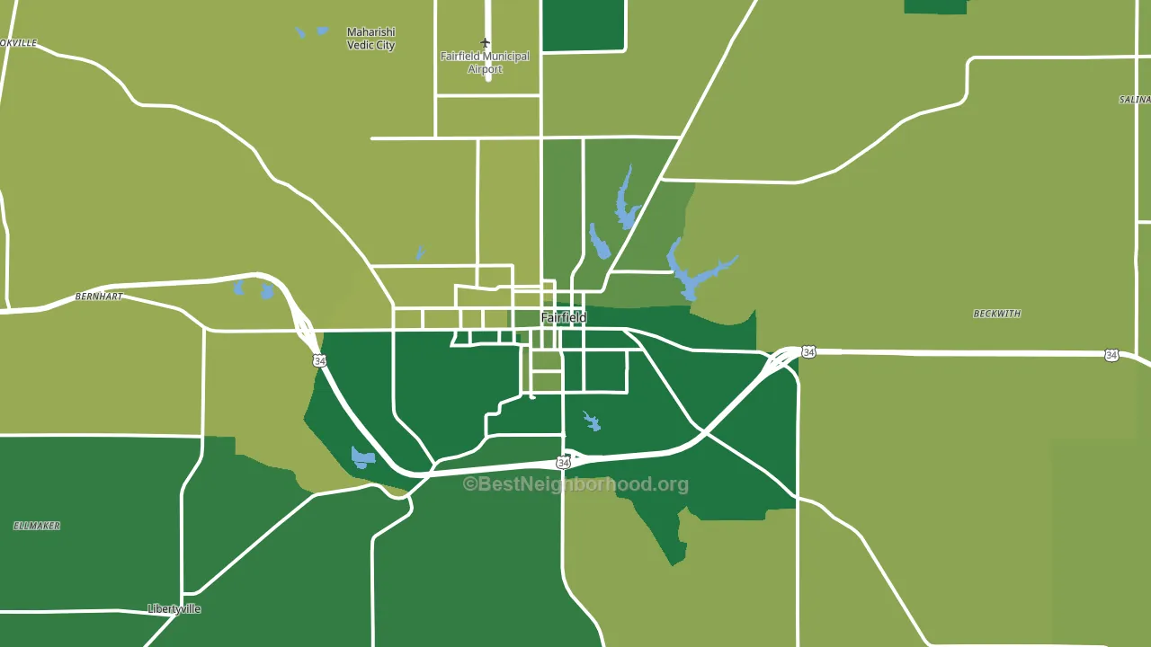 52556, IA block-group voter-turnout map