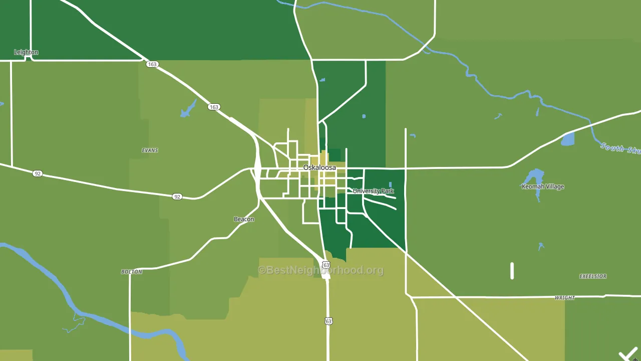 52577, IA block-group voter-turnout map