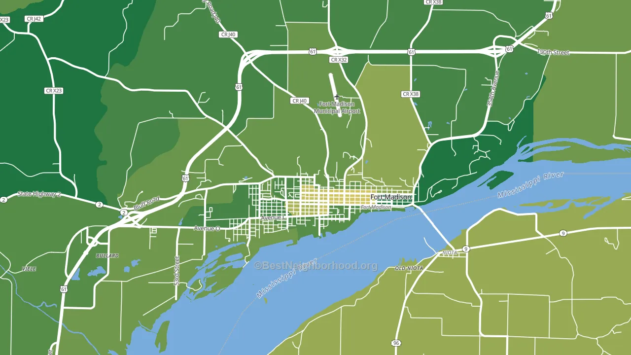 52627, IA block-group voter-turnout map