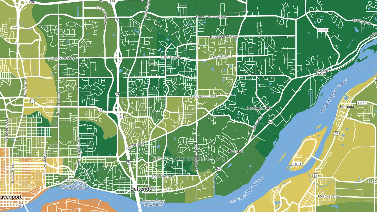 52722, IA block-group voter-turnout map