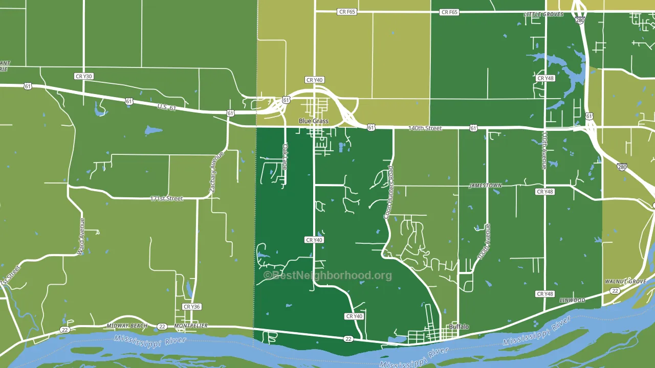 52726, IA block-group voter-turnout map