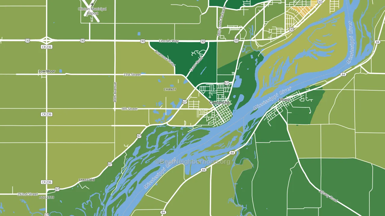 52730, IA block-group voter-turnout map