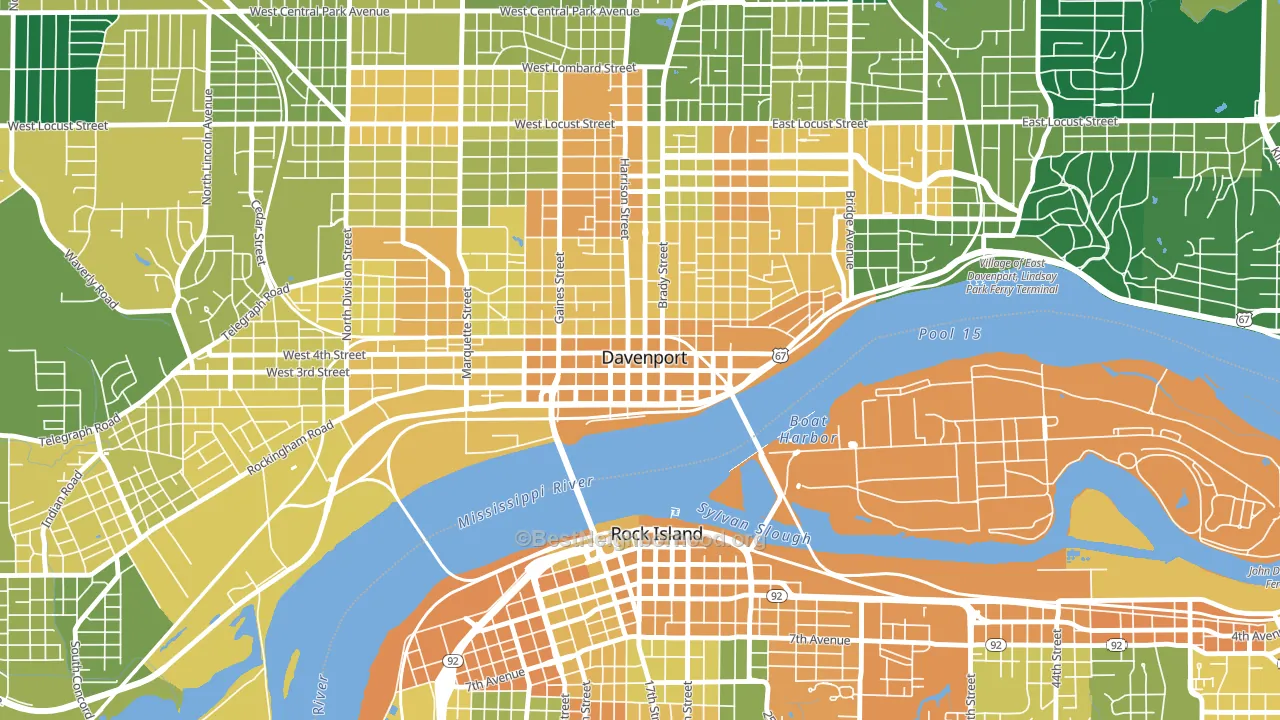 52801, IA block-group voter-turnout map