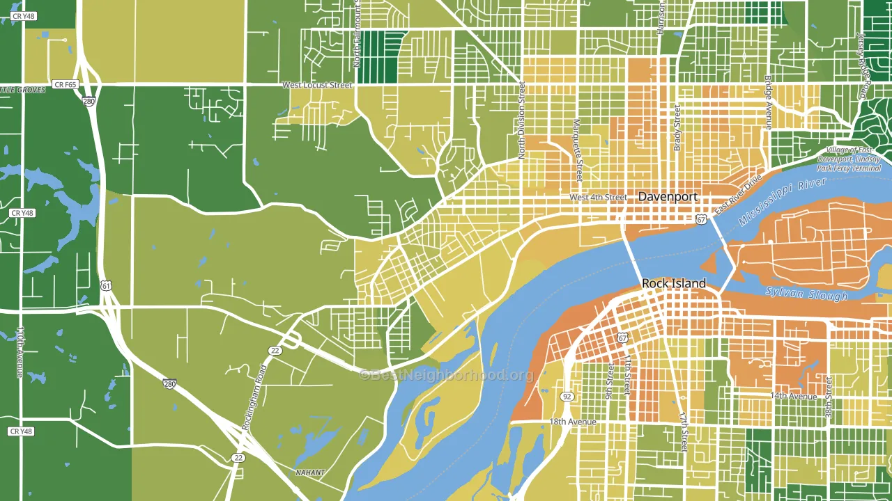 52802, IA block-group voter-turnout map