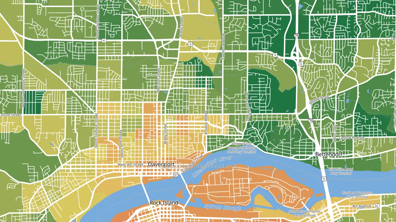 52803, IA block-group voter-turnout map