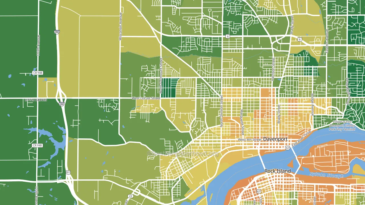52804, IA block-group voter-turnout map