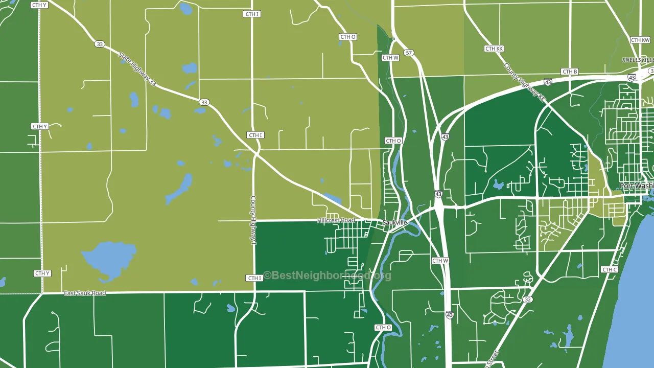 53080, WI block-group voter-turnout map