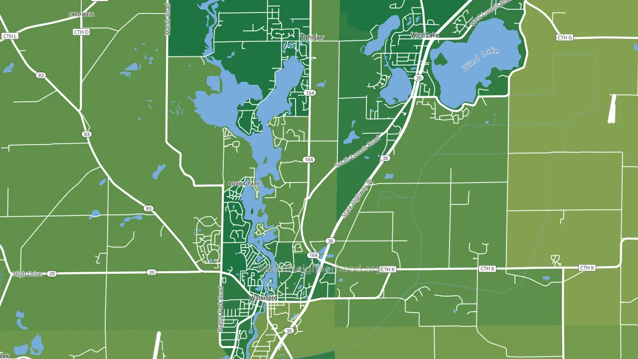53185, WI block-group voter-turnout map