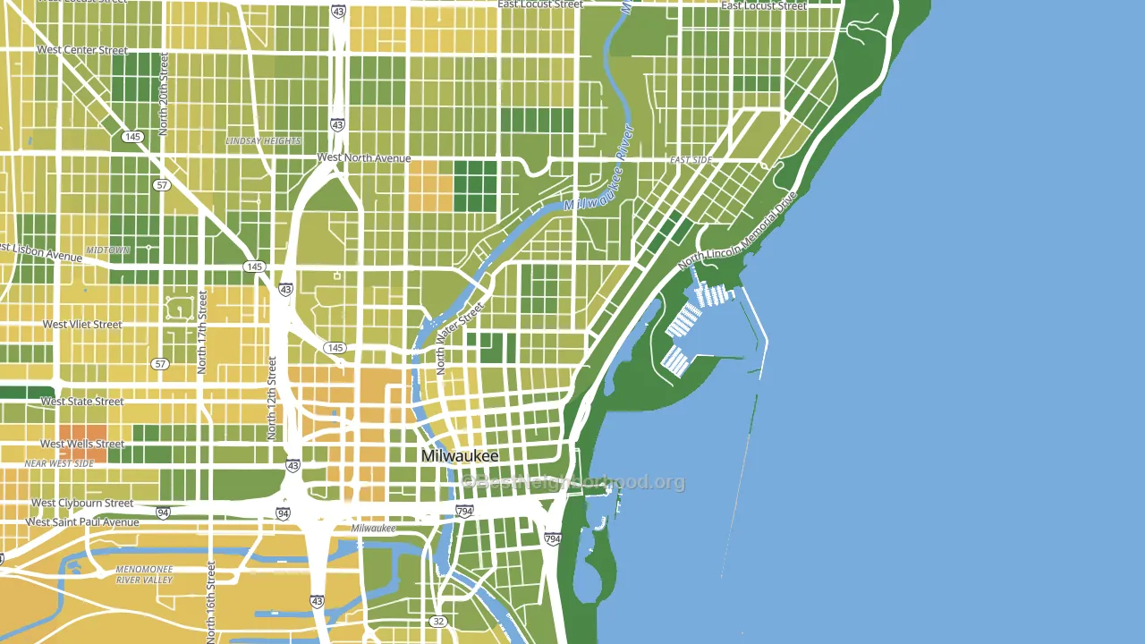 53202, WI block-group voter-turnout map