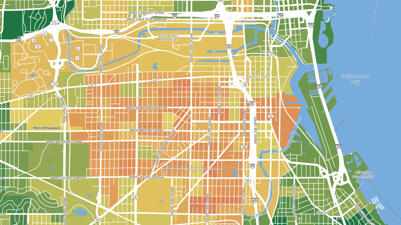 53204, WI block-group voter-turnout map