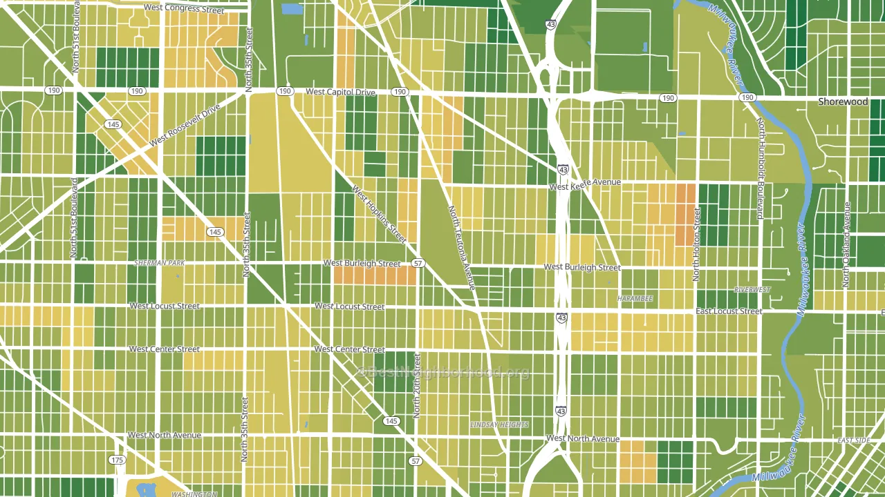 53206, WI block-group voter-turnout map