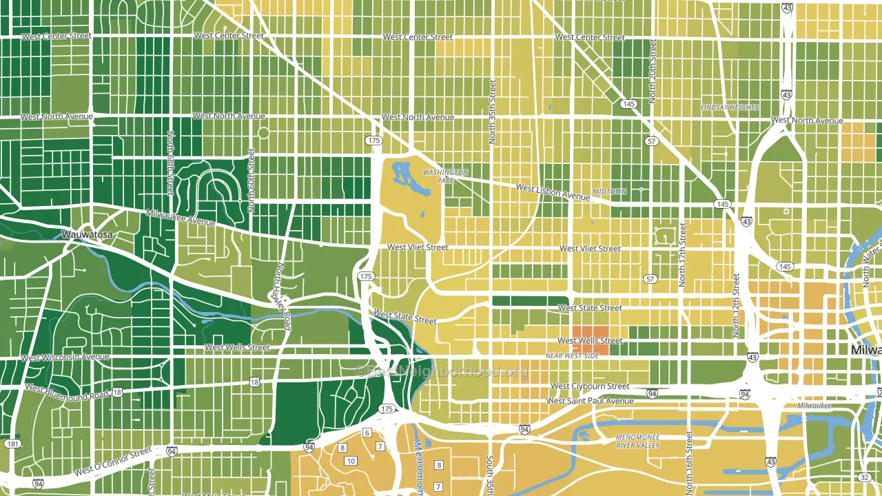 53208, WI block-group voter-turnout map
