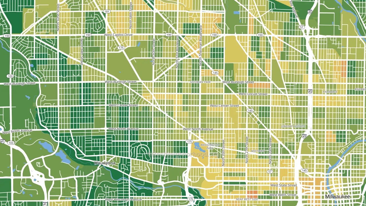 53210, WI block-group voter-turnout map