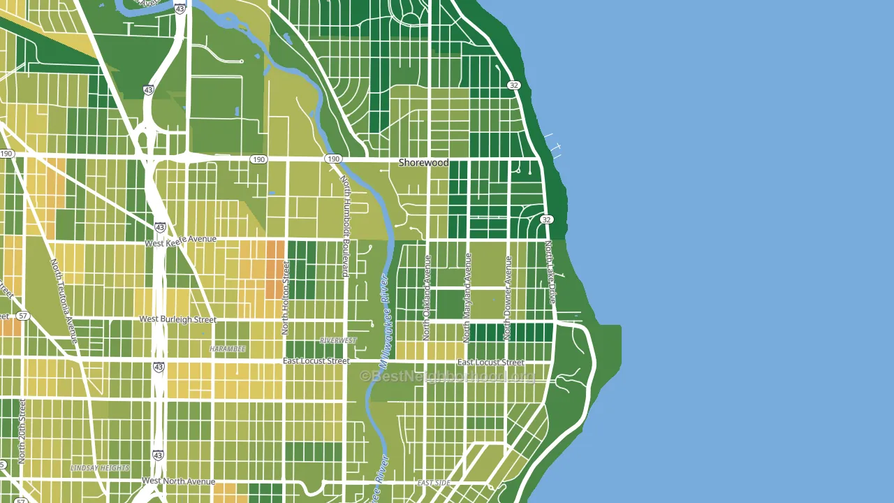 53211, WI block-group voter-turnout map