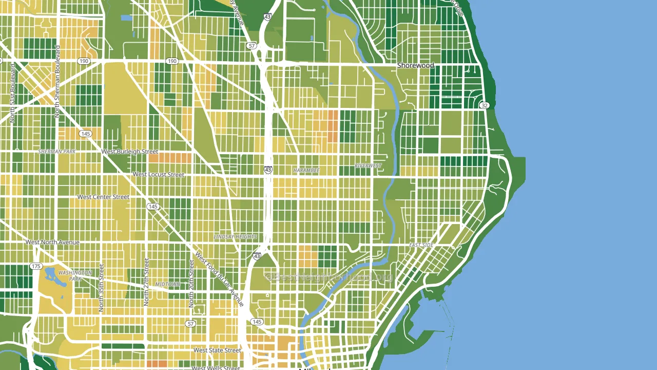 53212, WI block-group voter-turnout map