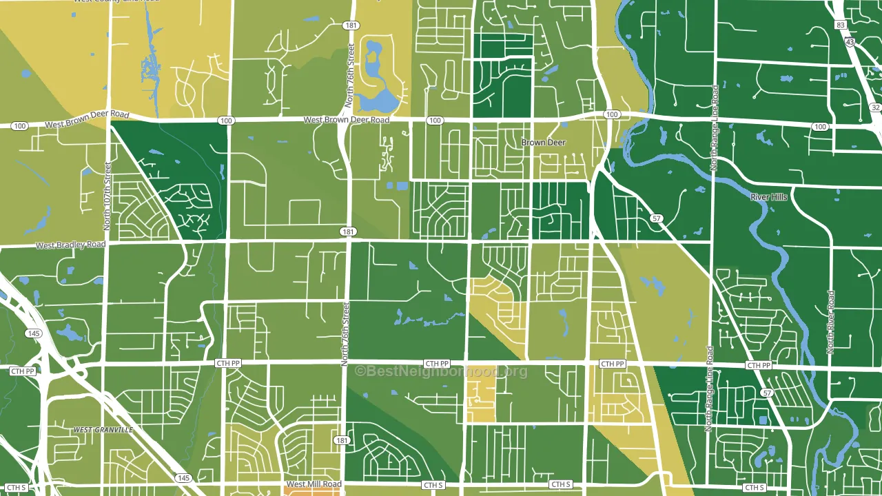 53223, WI block-group voter-turnout map