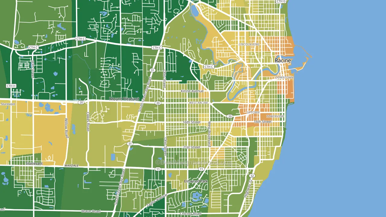 53405, WI block-group voter-turnout map
