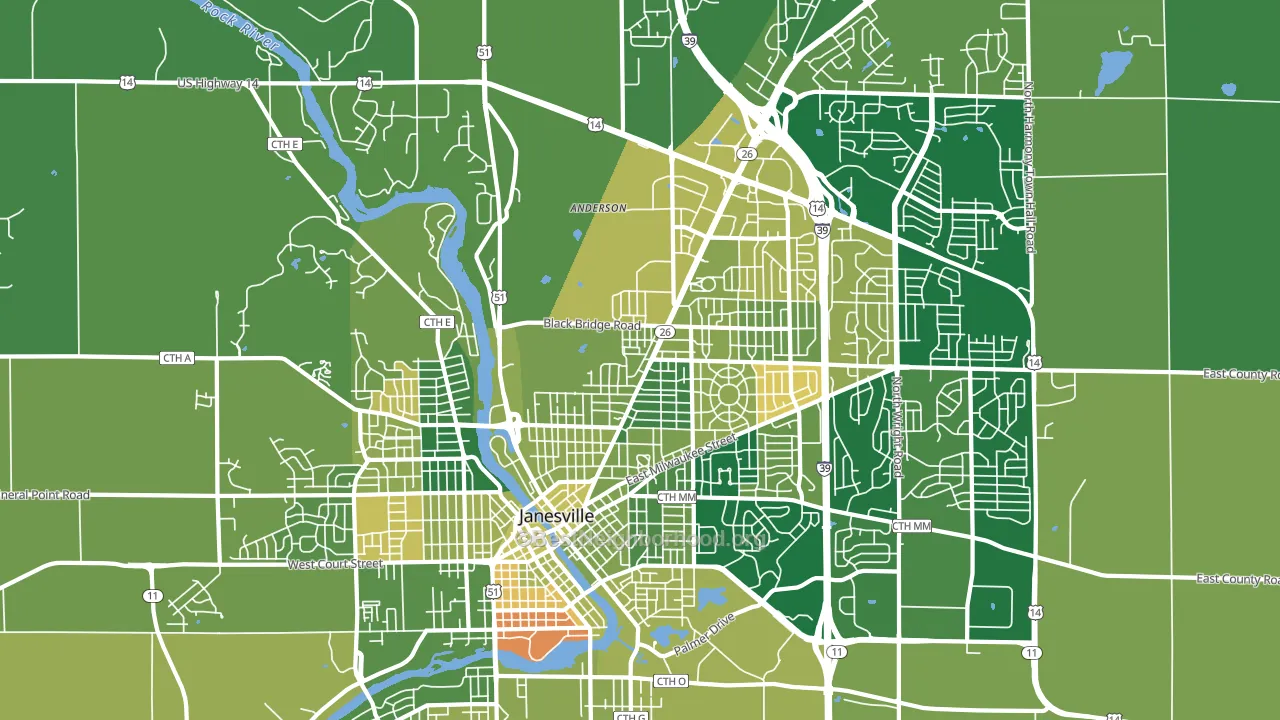 53545, WI block-group voter-turnout map