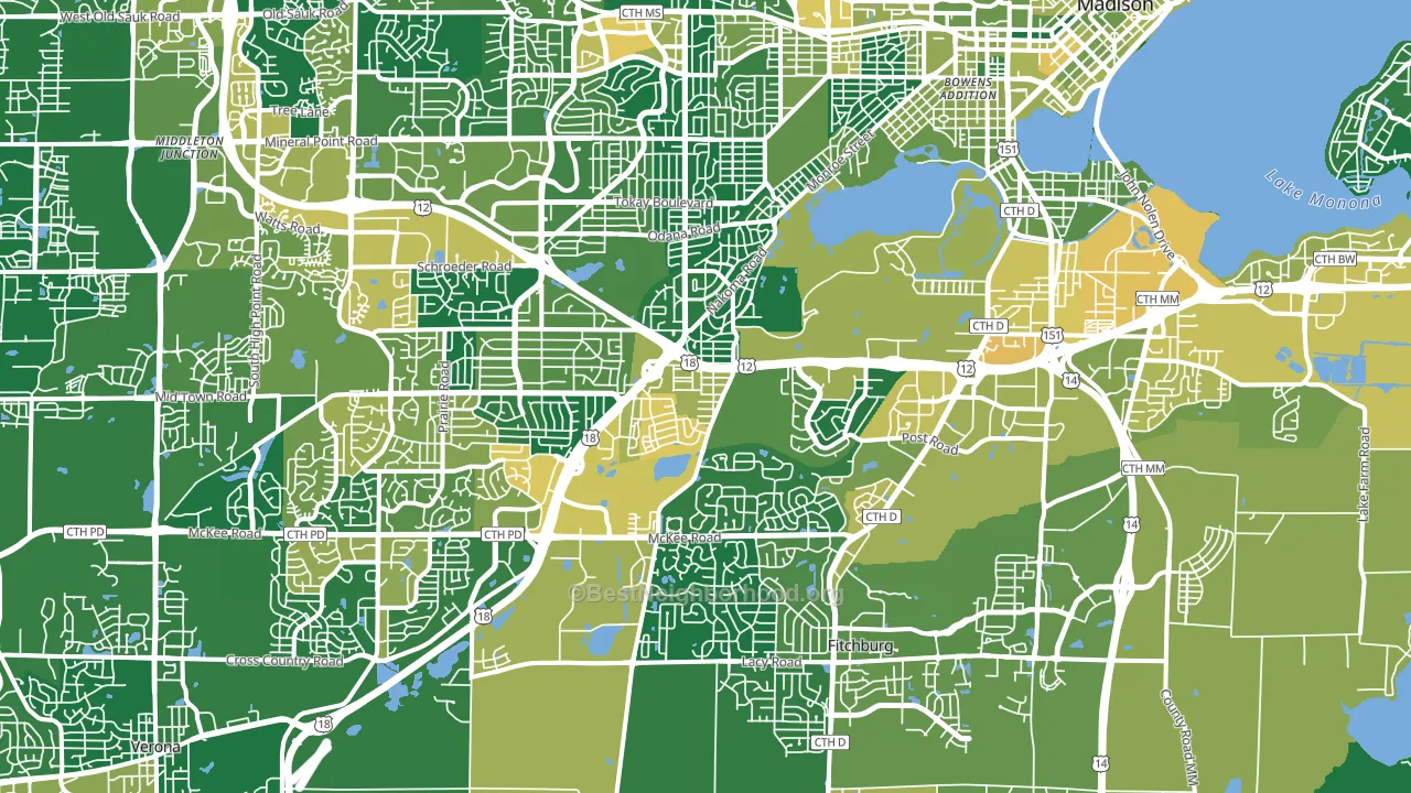 53711, WI block-group voter-turnout map