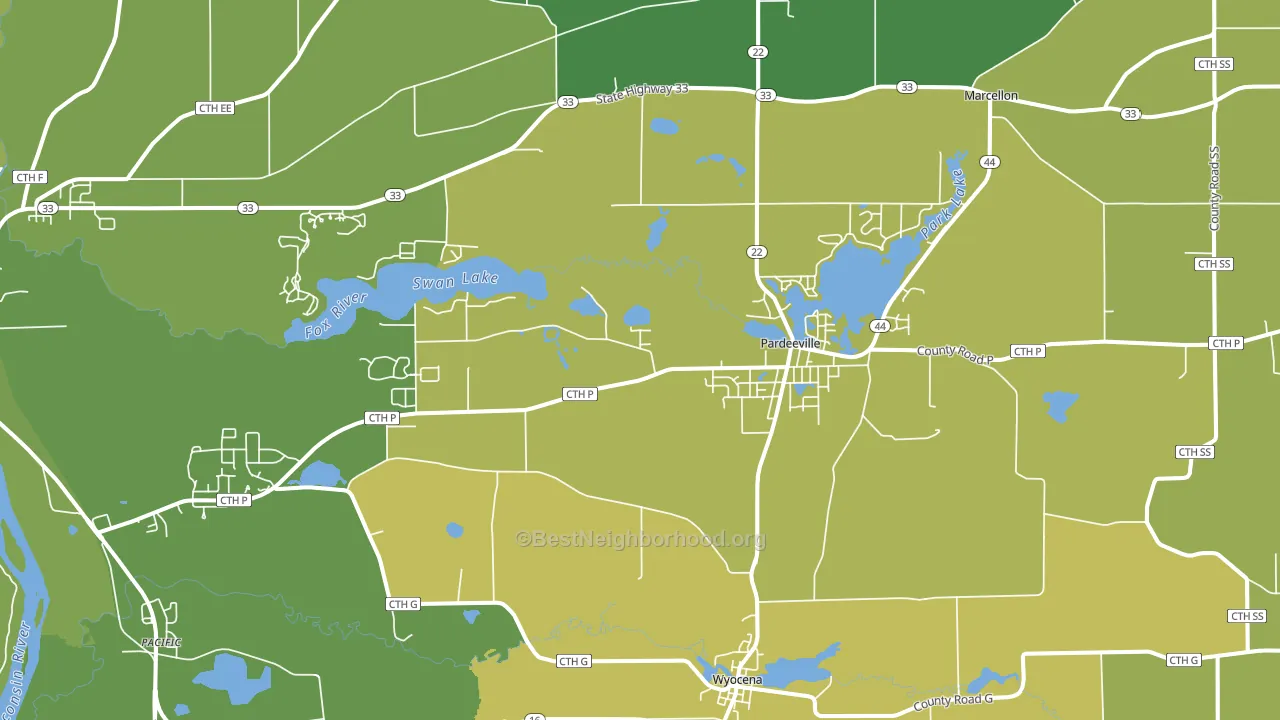 53954, WI block-group voter-turnout map