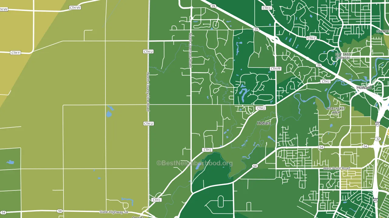 54155, WI block-group voter-turnout map