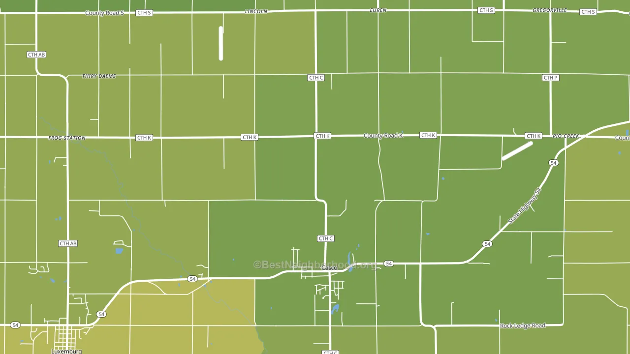54205, WI block-group voter-turnout map
