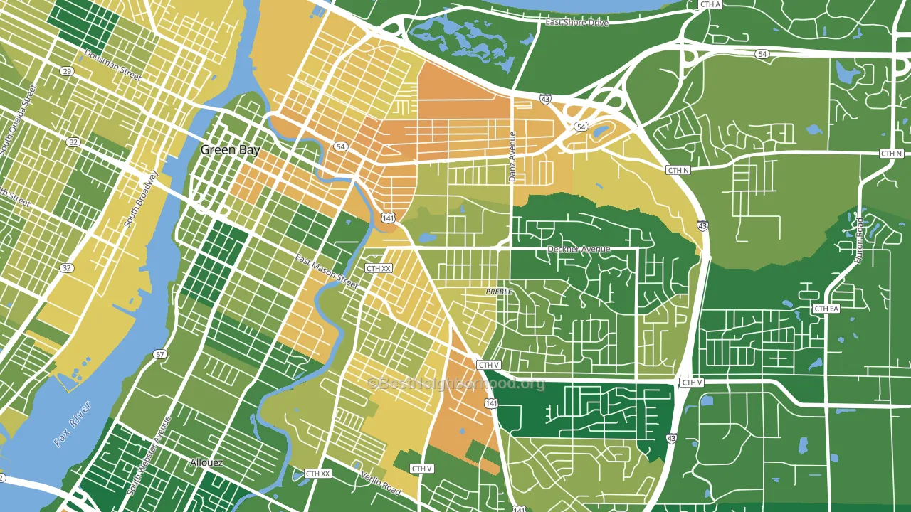 54302, WI block-group voter-turnout map