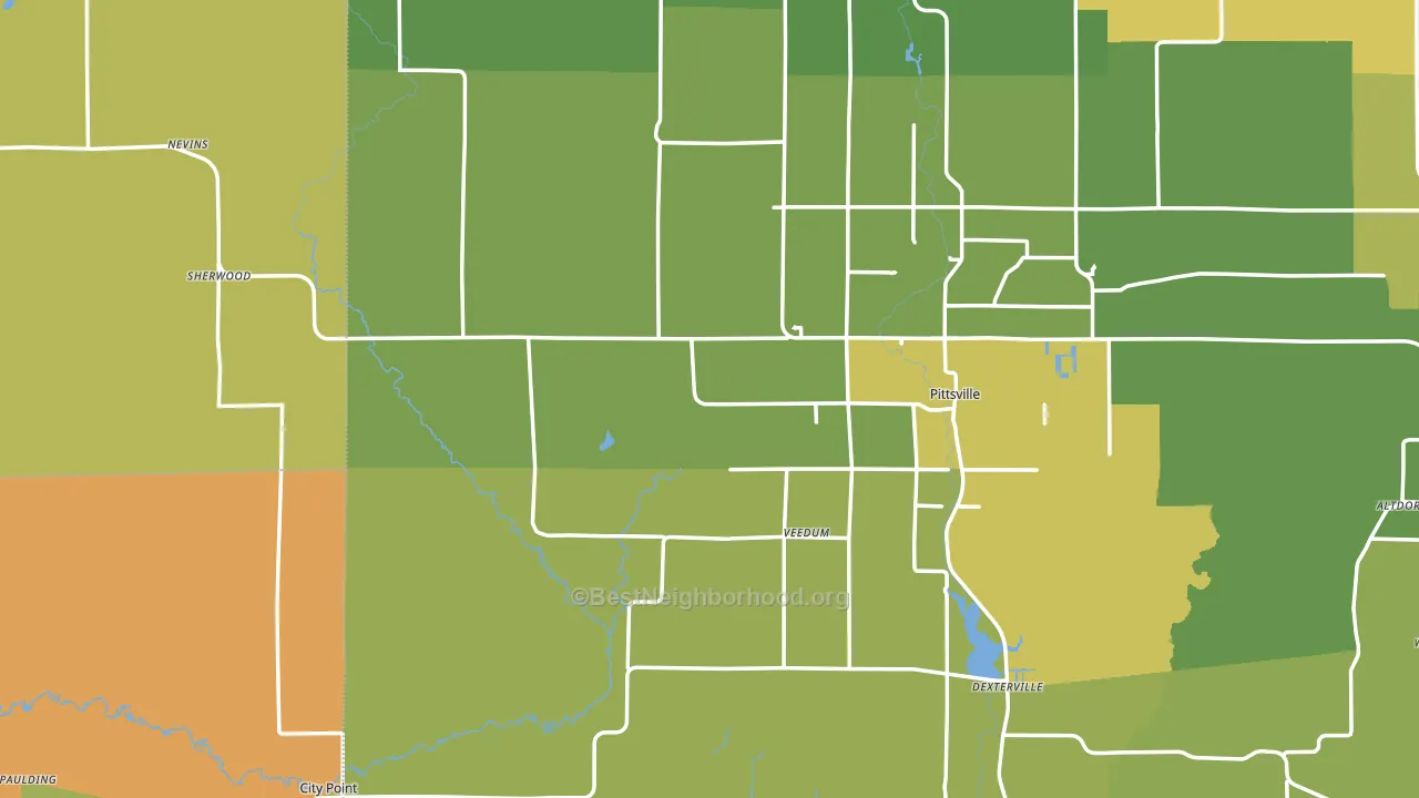 54466, WI block-group voter-turnout map