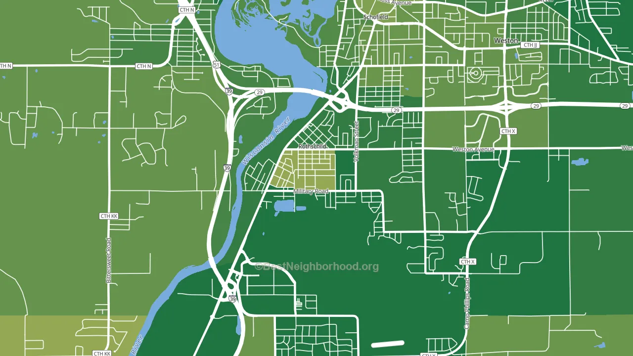 54474, WI block-group voter-turnout map