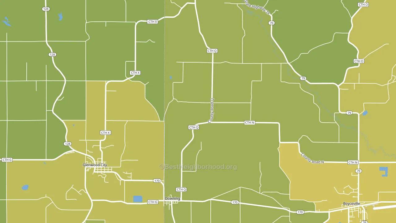 54734, WI block-group voter-turnout map