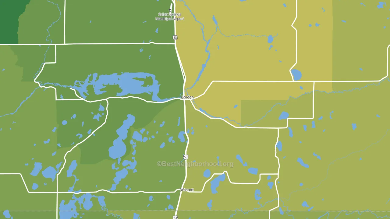 54838, WI block-group voter-turnout map