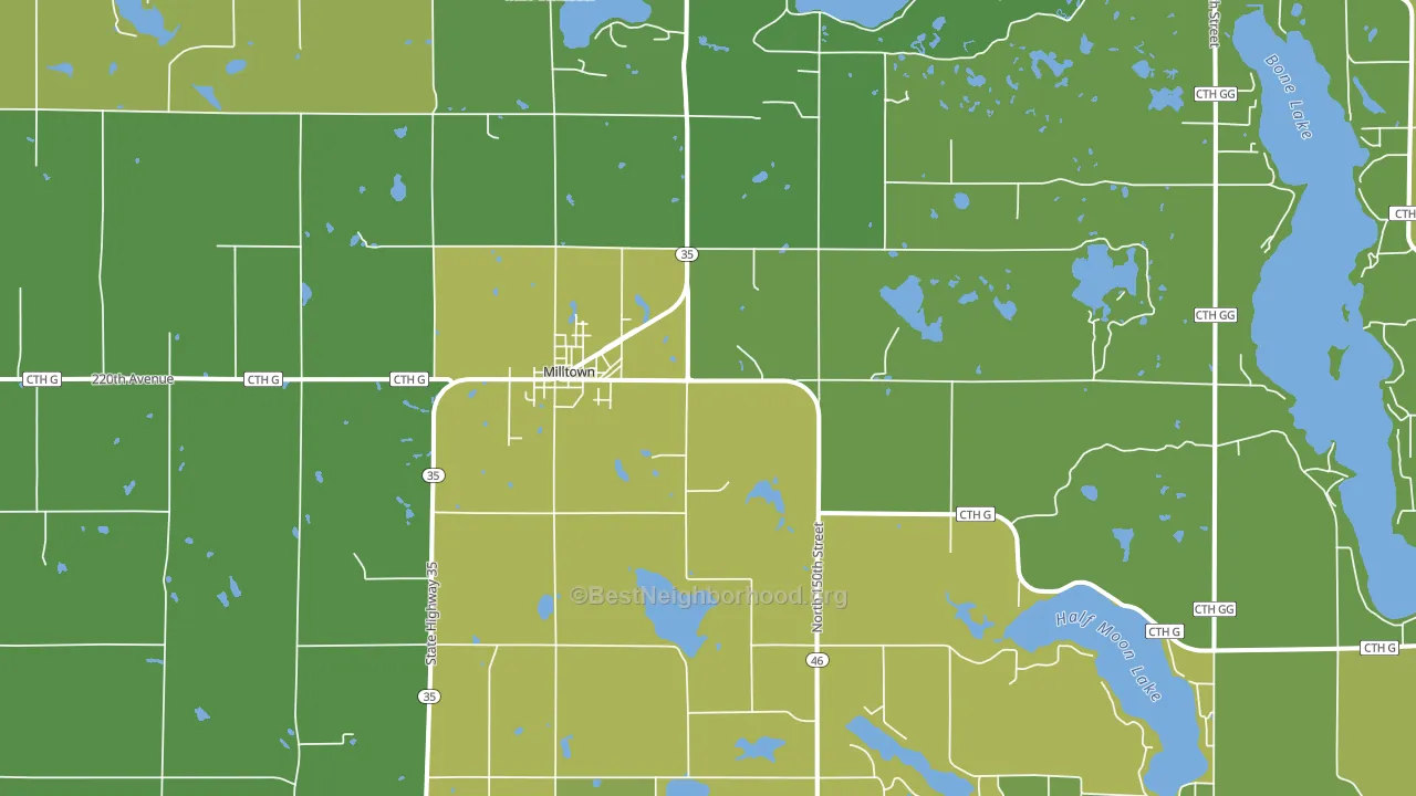 54858, WI block-group voter-turnout map