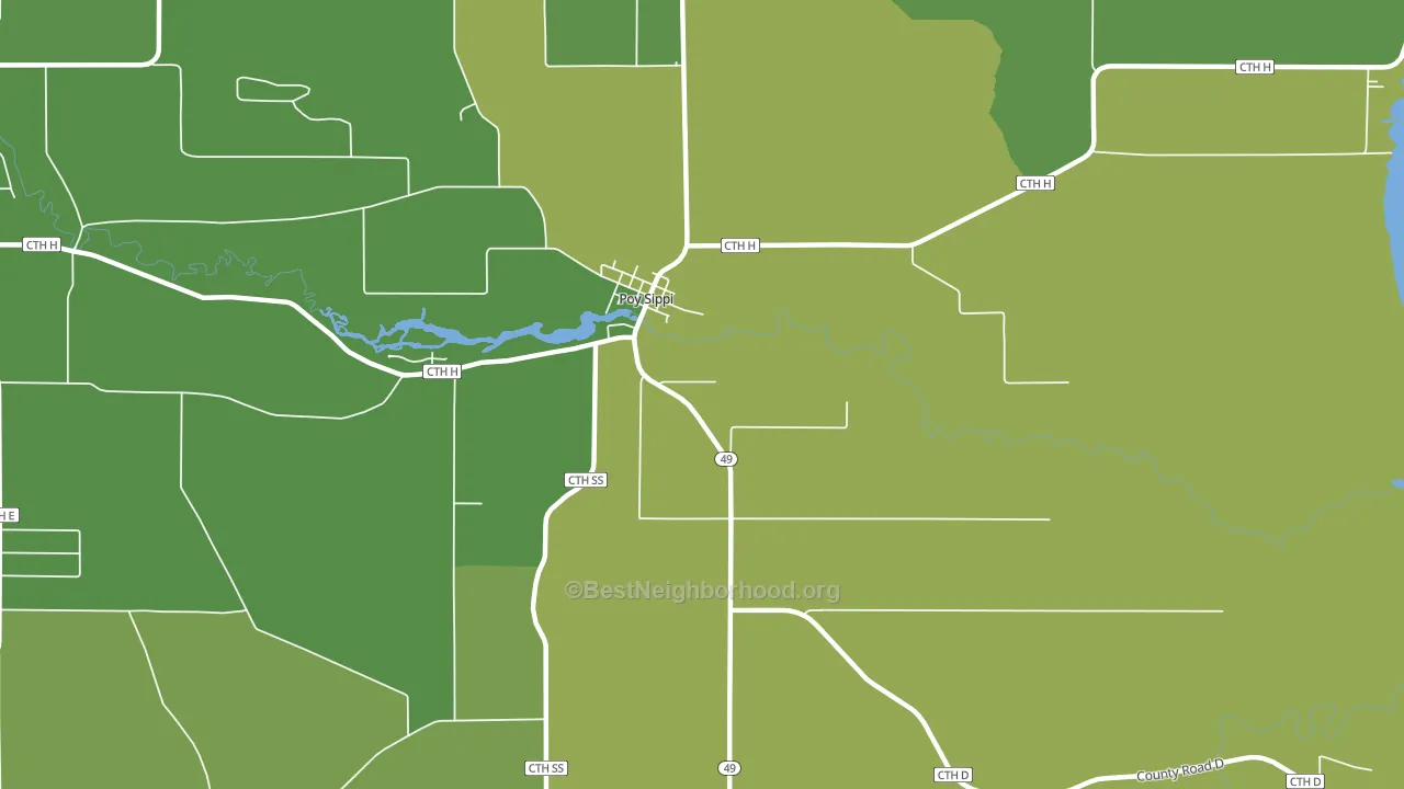 54967, WI block-group voter-turnout map