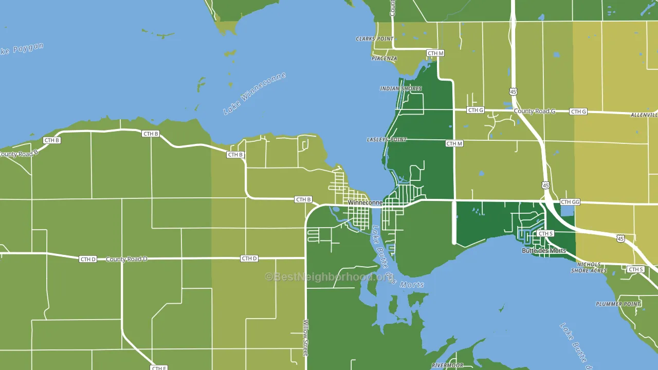 54986, WI block-group voter-turnout map