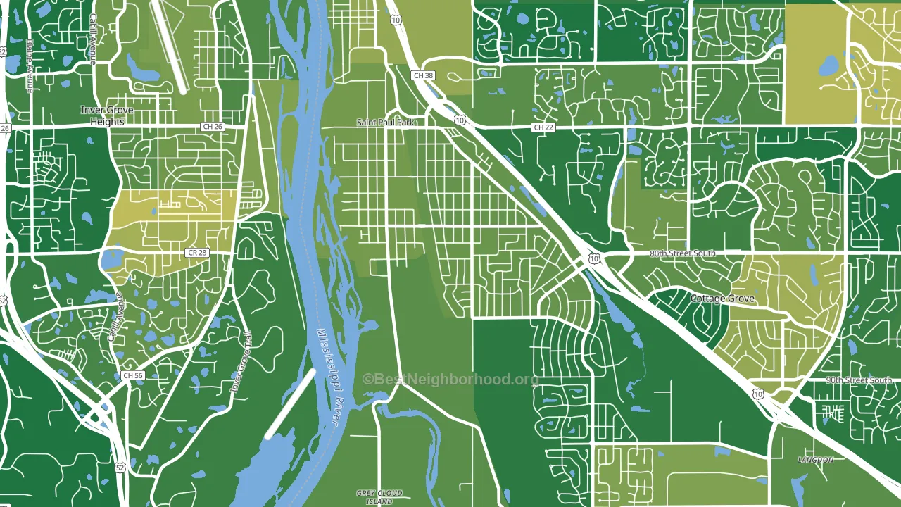 55071, MN block-group voter-turnout map