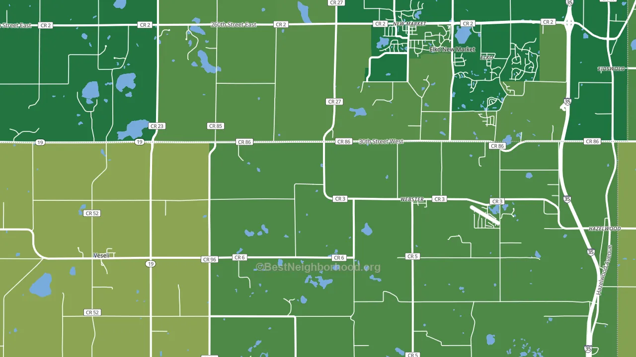 55088, MN block-group voter-turnout map