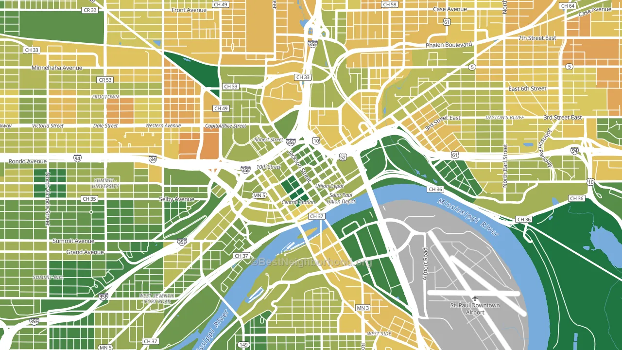 55101, MN block-group voter-turnout map