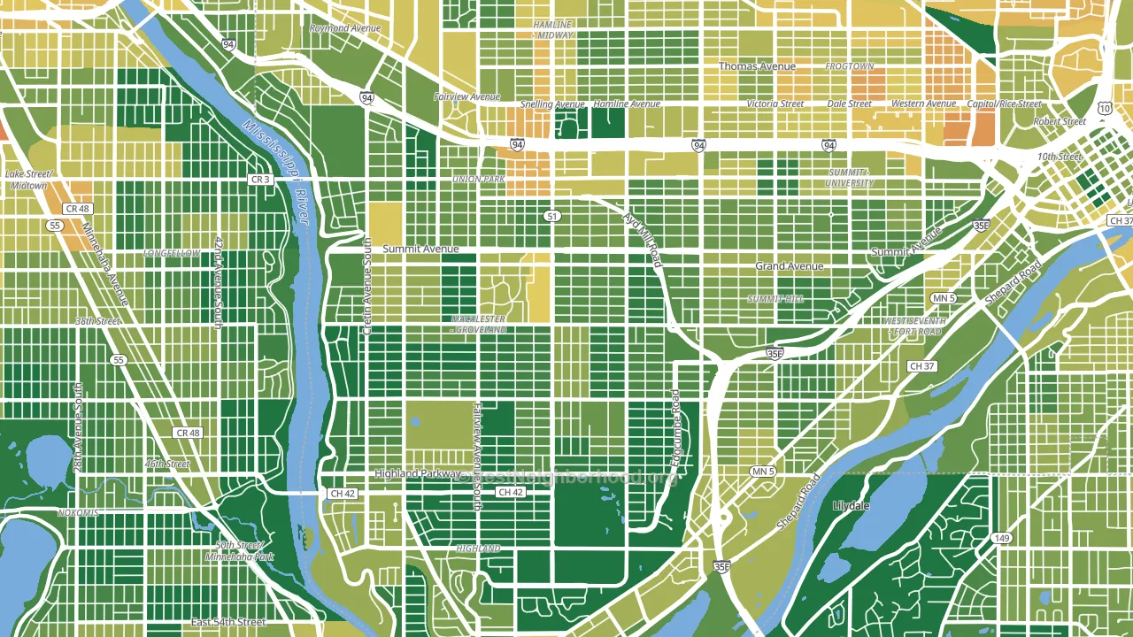55105, MN block-group voter-turnout map