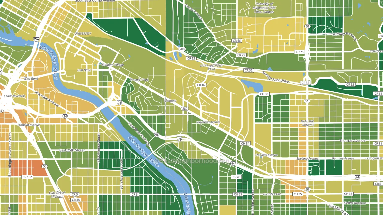 55114, MN block-group voter-turnout map