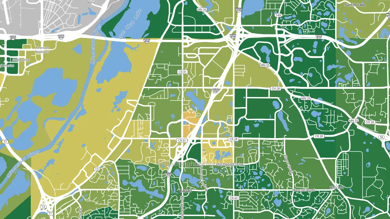 55121, MN block-group voter-turnout map