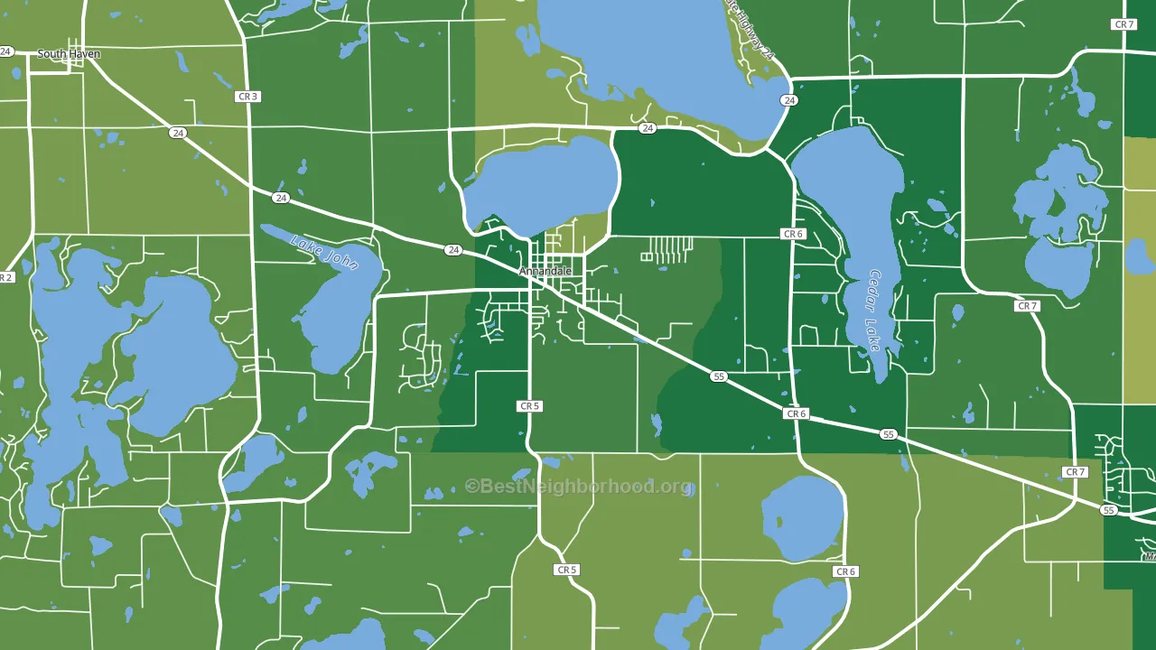 55302, MN block-group voter-turnout map